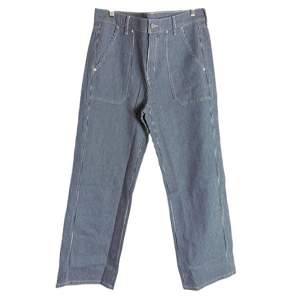 AYR Denim - AYR Blue Striped Wide Leg High Rise Carpenter Pants Size 33